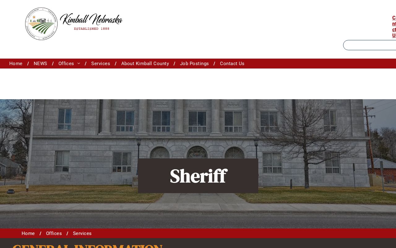 Kimball County warrant records sheriff contact page